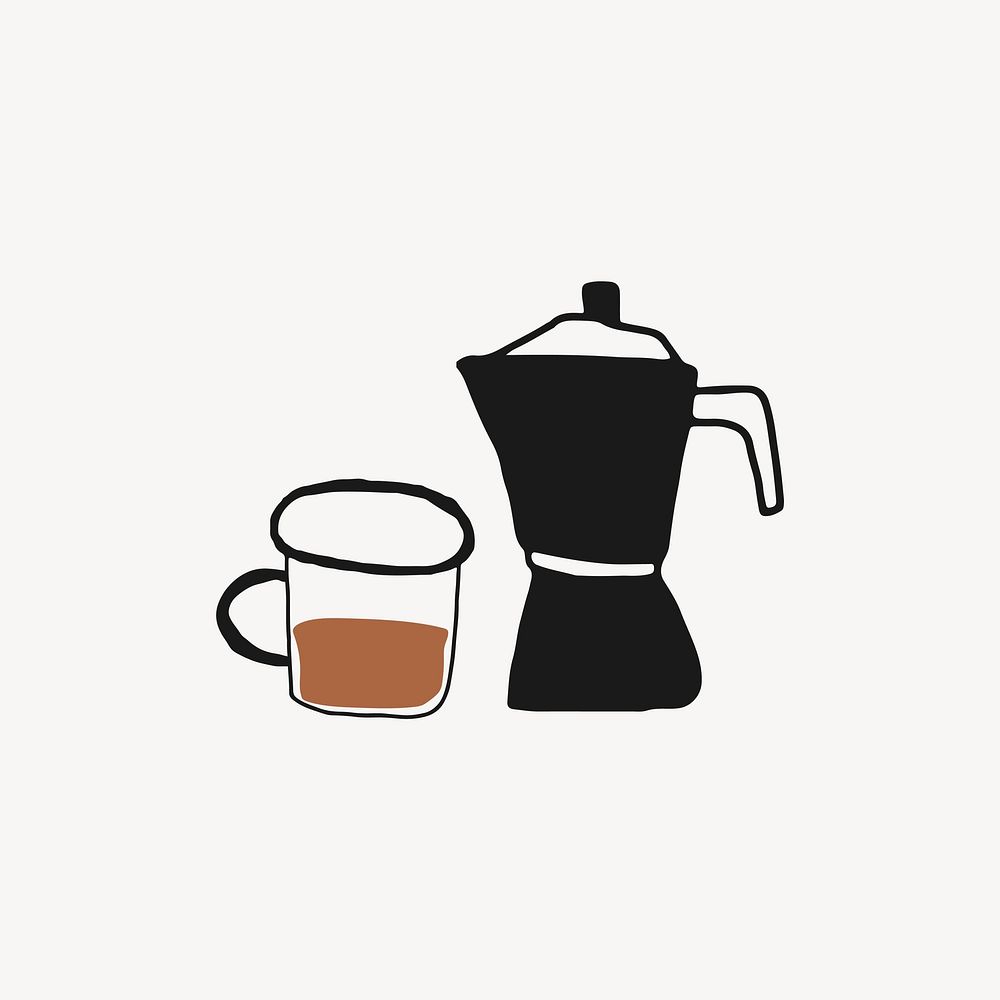 Coffee time, aesthetic illustration design element vector
