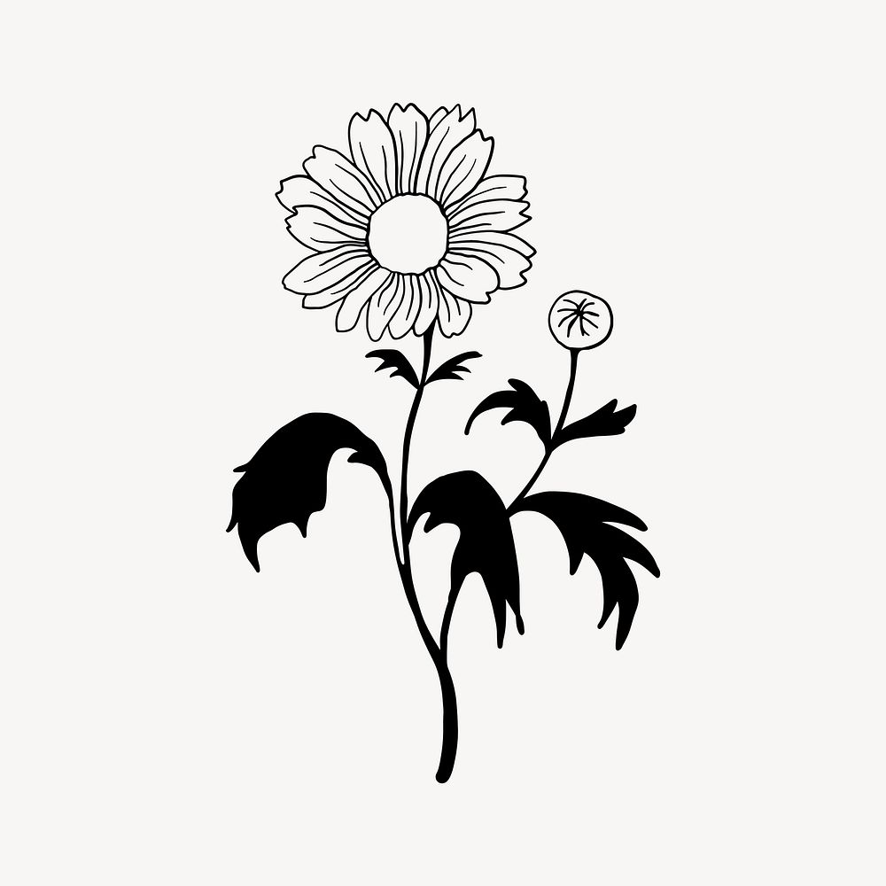 Flower branch, aesthetic illustration design element vector