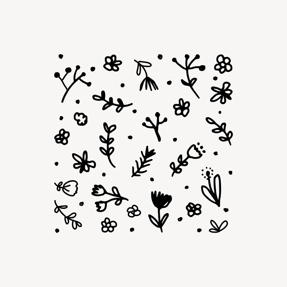 Flower doodle, aesthetic illustration design element vector