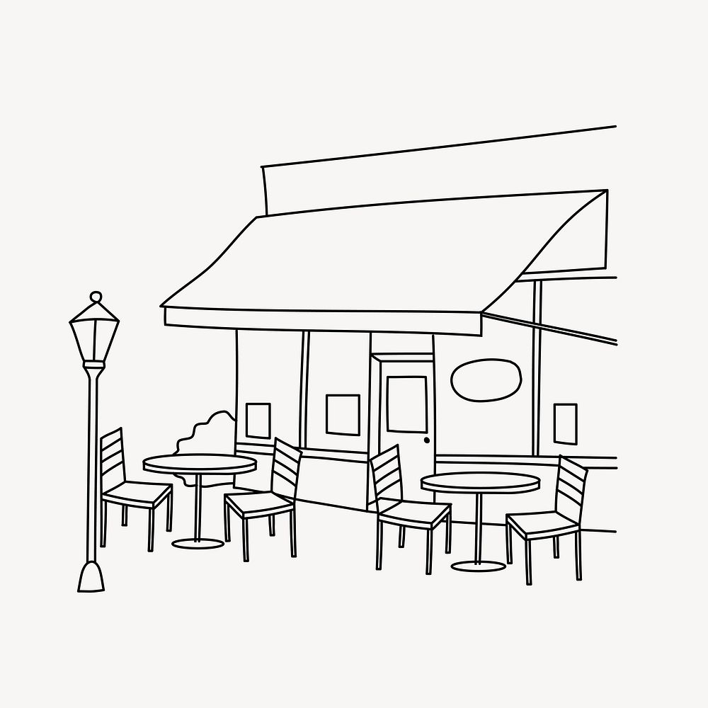 Coffee shop line art illustration isolated background