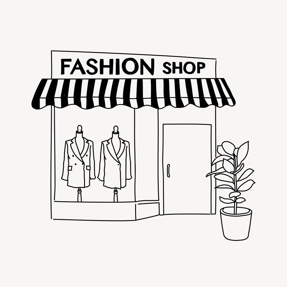 Fashion shop line art illustration isolated background