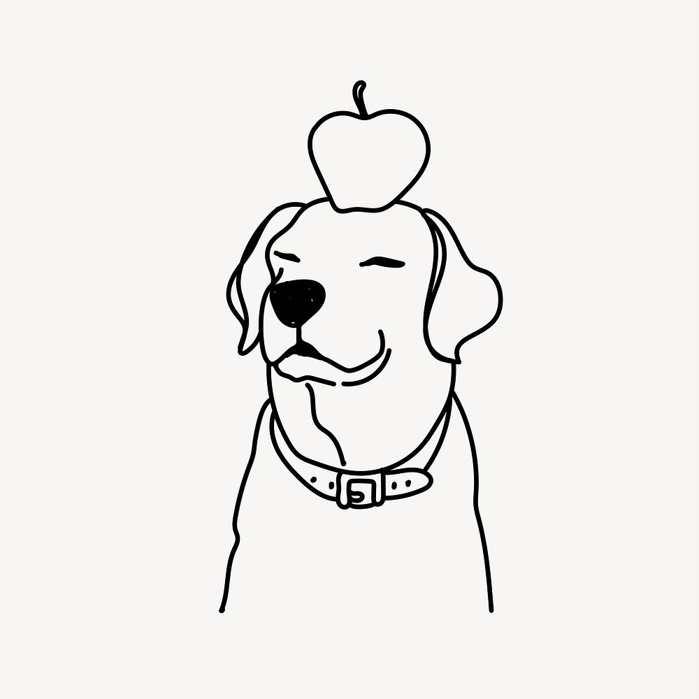 Cute dog pet line art illustration isolated background