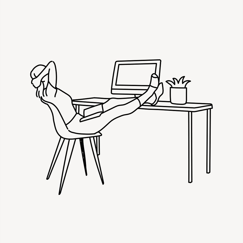 Work from home line art illustration isolated background