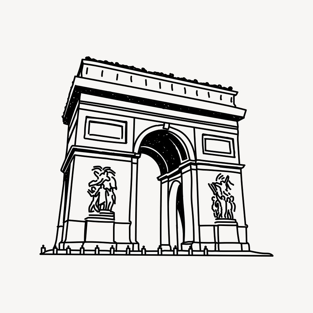 Arc De Triomphe France line art illustration isolated background