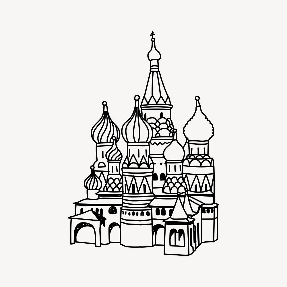 St Basil&rsquo;s Cathedral Russia line art illustration isolated background