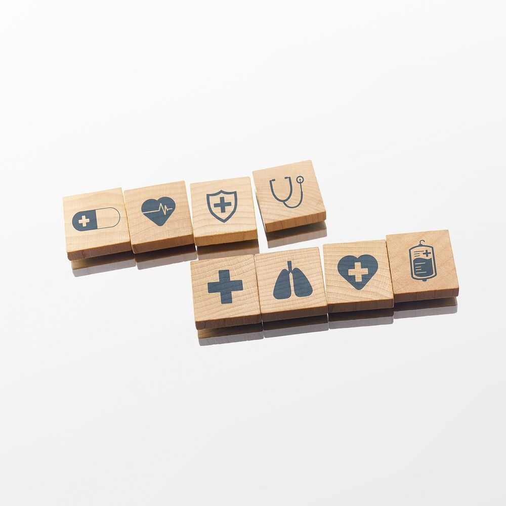 Medical woodblock puzzle background, health image