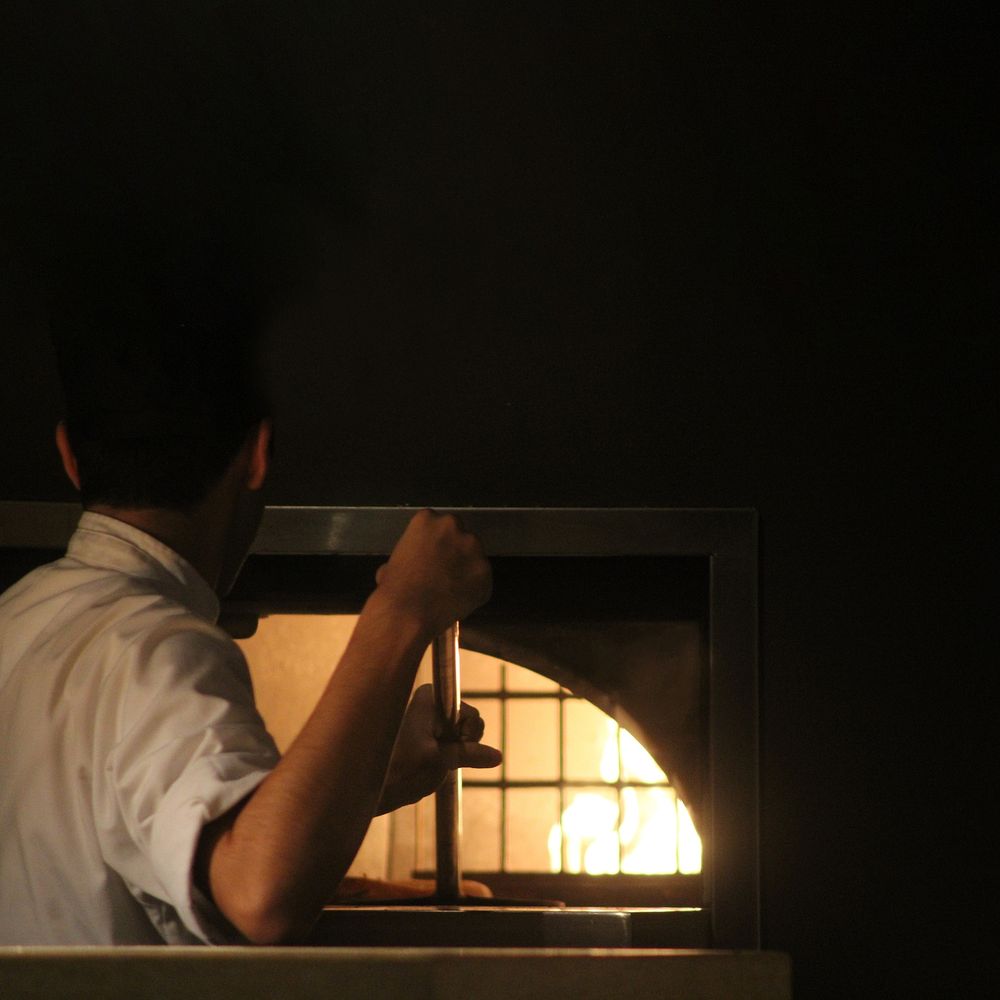 Charcoal stove baking background, chef job & career image