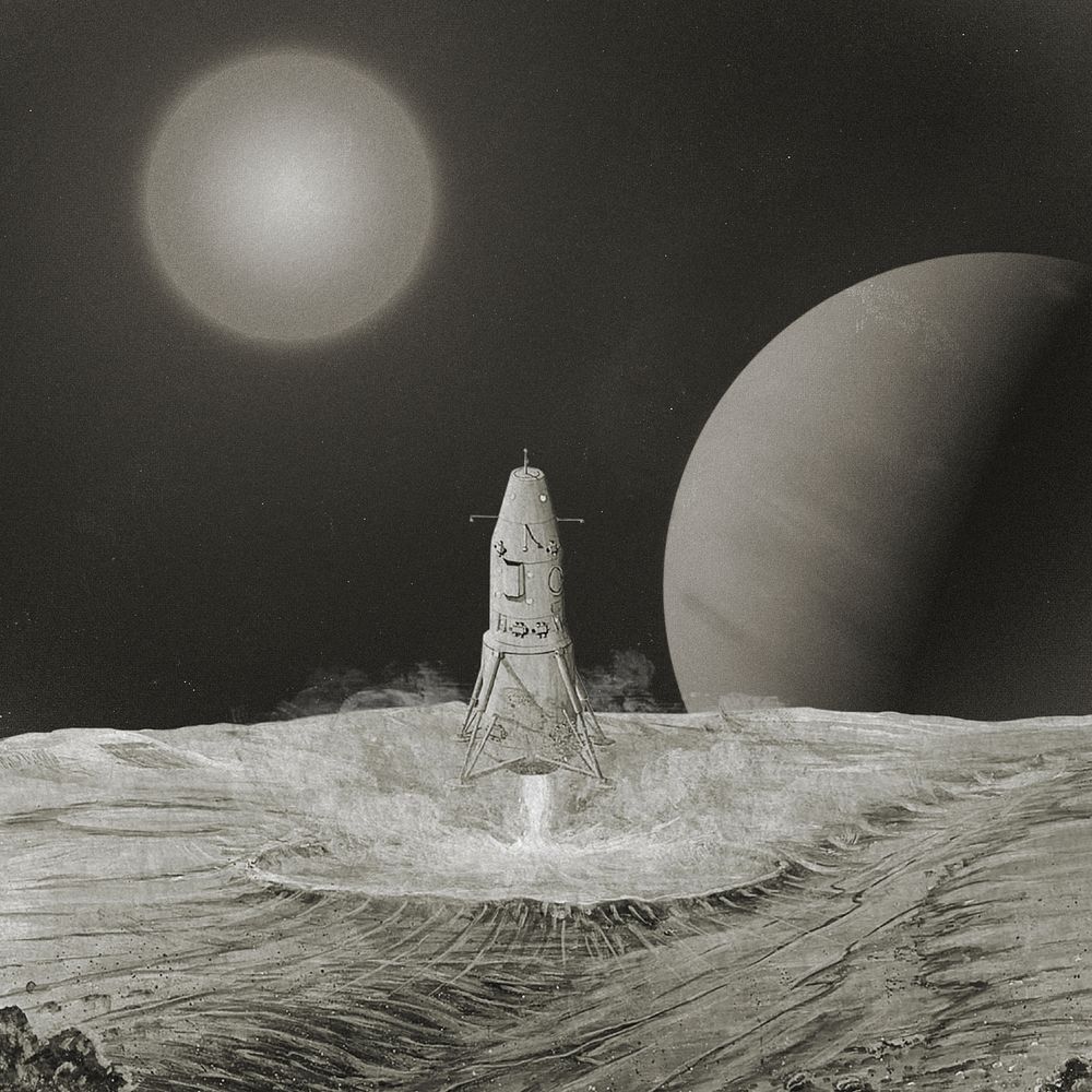 Aesthetic launching rocket background, black and white 