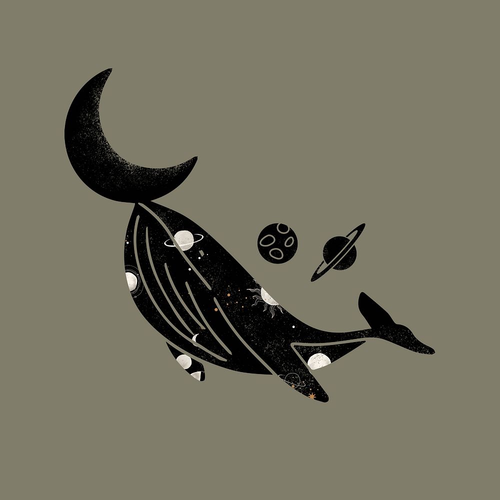 Swimming whale, galaxy aesthetic remix psd