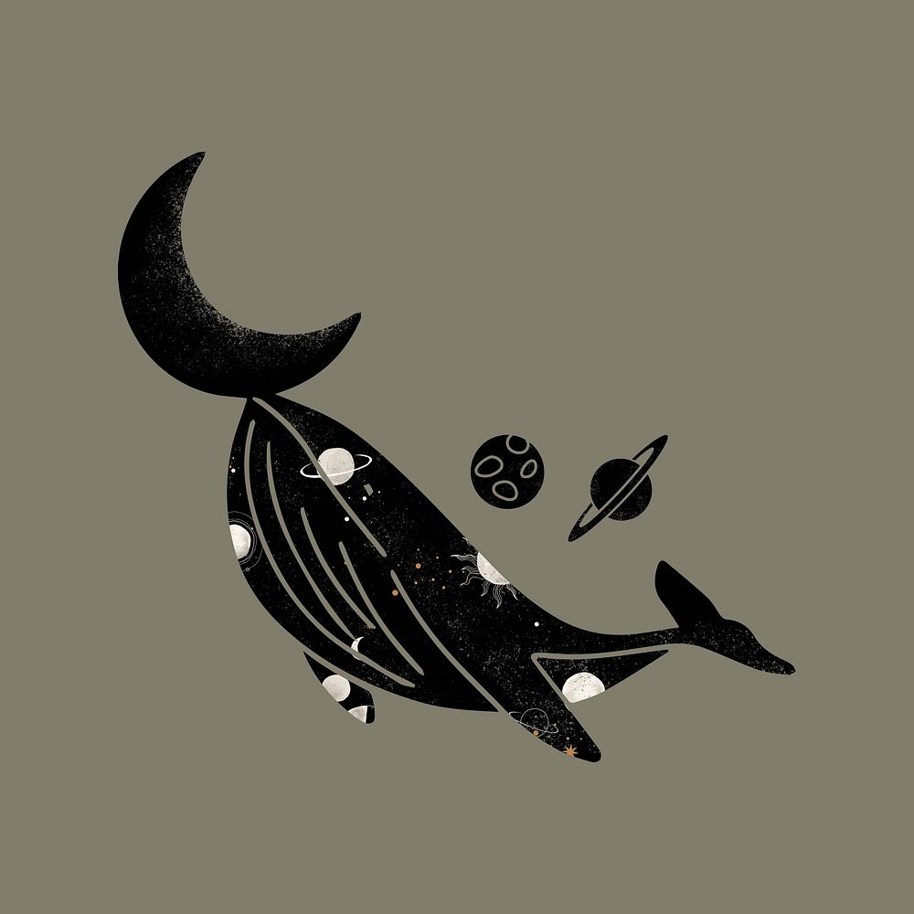 Swimming whale, galaxy aesthetic remix