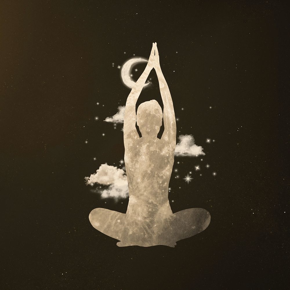 Yoga woman, galaxy silhouette remix