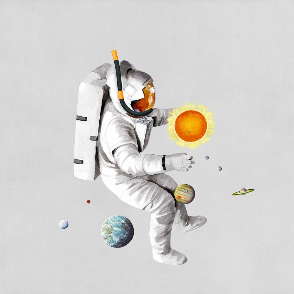 Aesthetic floating astronaut, galaxy remix