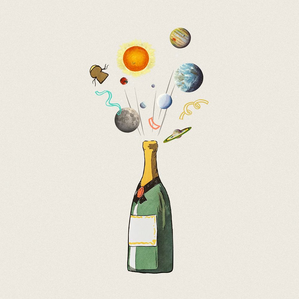 Popping champagne bottle, galaxy remix