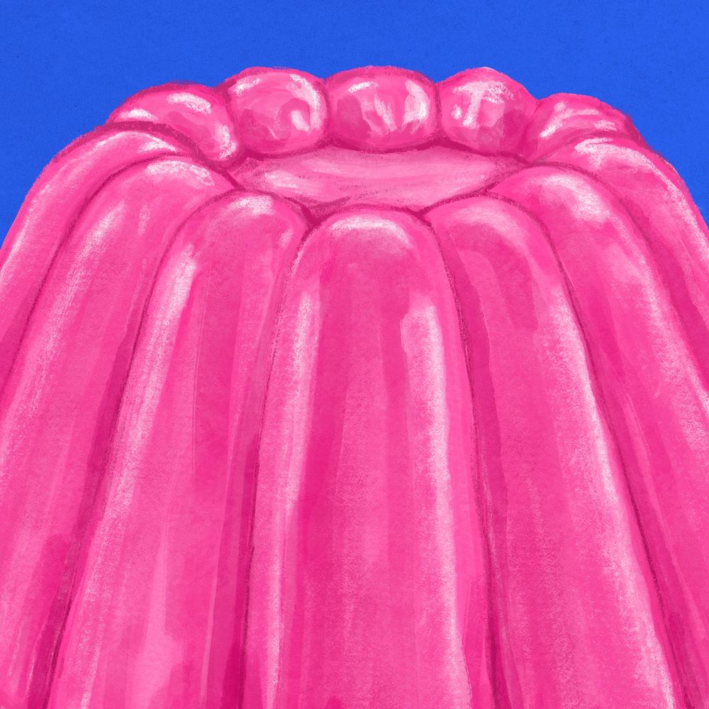 Pink jello pudding background, dessert illustration