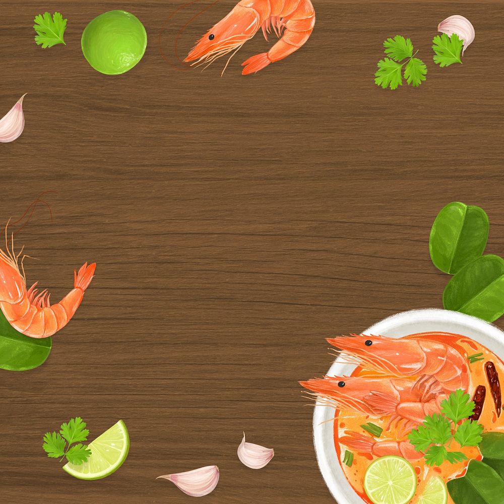 Tom Yum soup background, Thai food frame