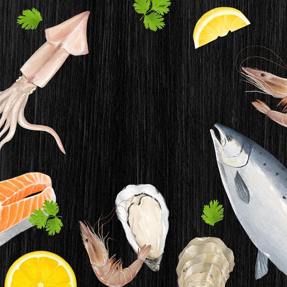 Seafood boil frame background, food illustration