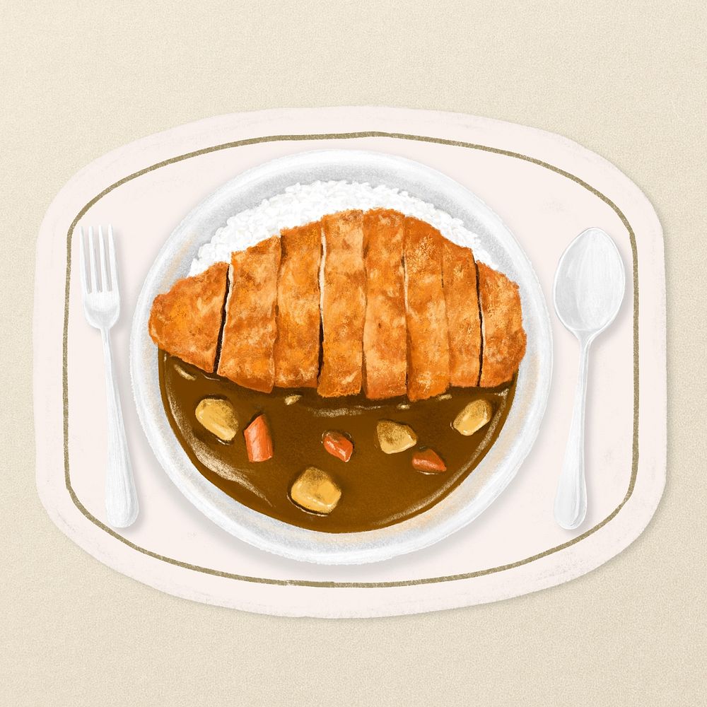 Japanese curry with pork cutlets food illustration