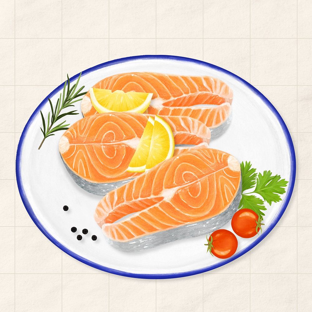 Salmon steaks, seafood illustration