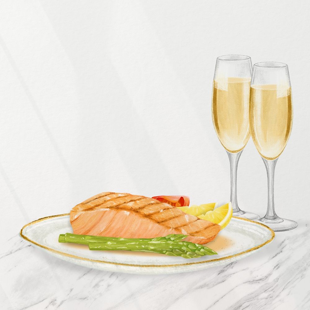 Salmon steak background, food border