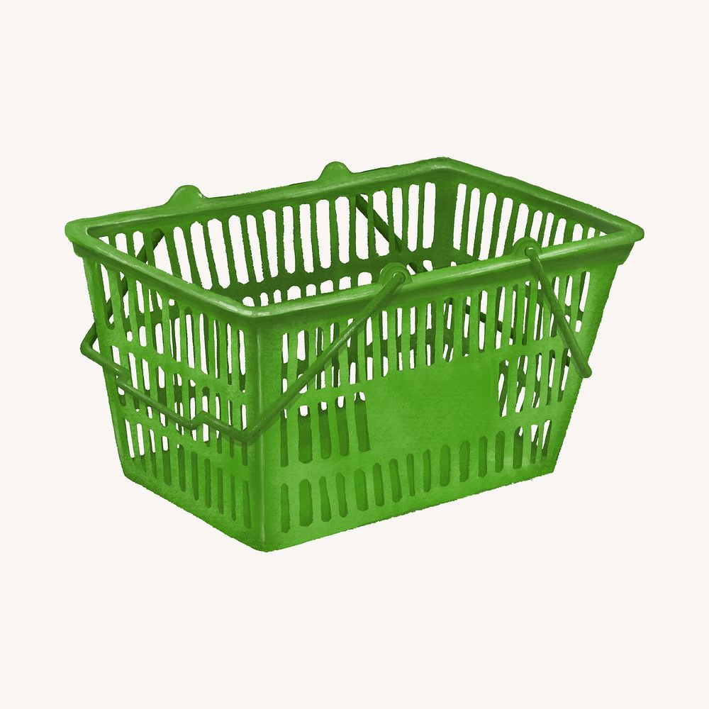 Green shopping basket, illustration