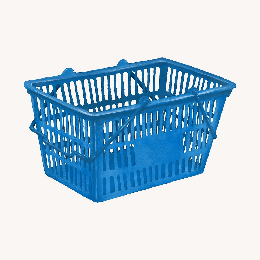 Blue shopping basket, illustration
