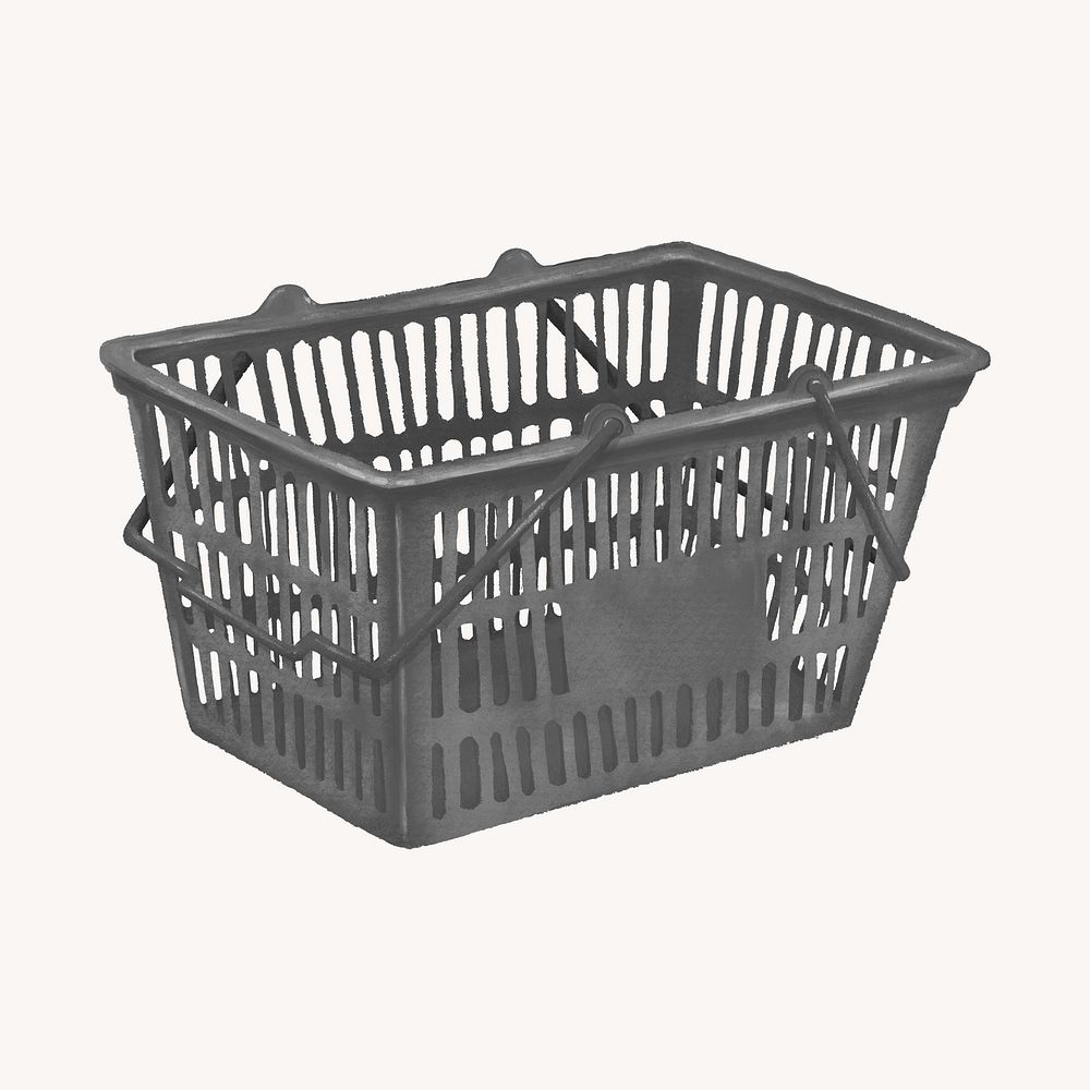 Gray shopping basket, illustration