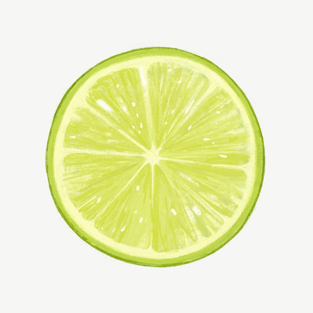 Lime slice, fruit collage element psd 