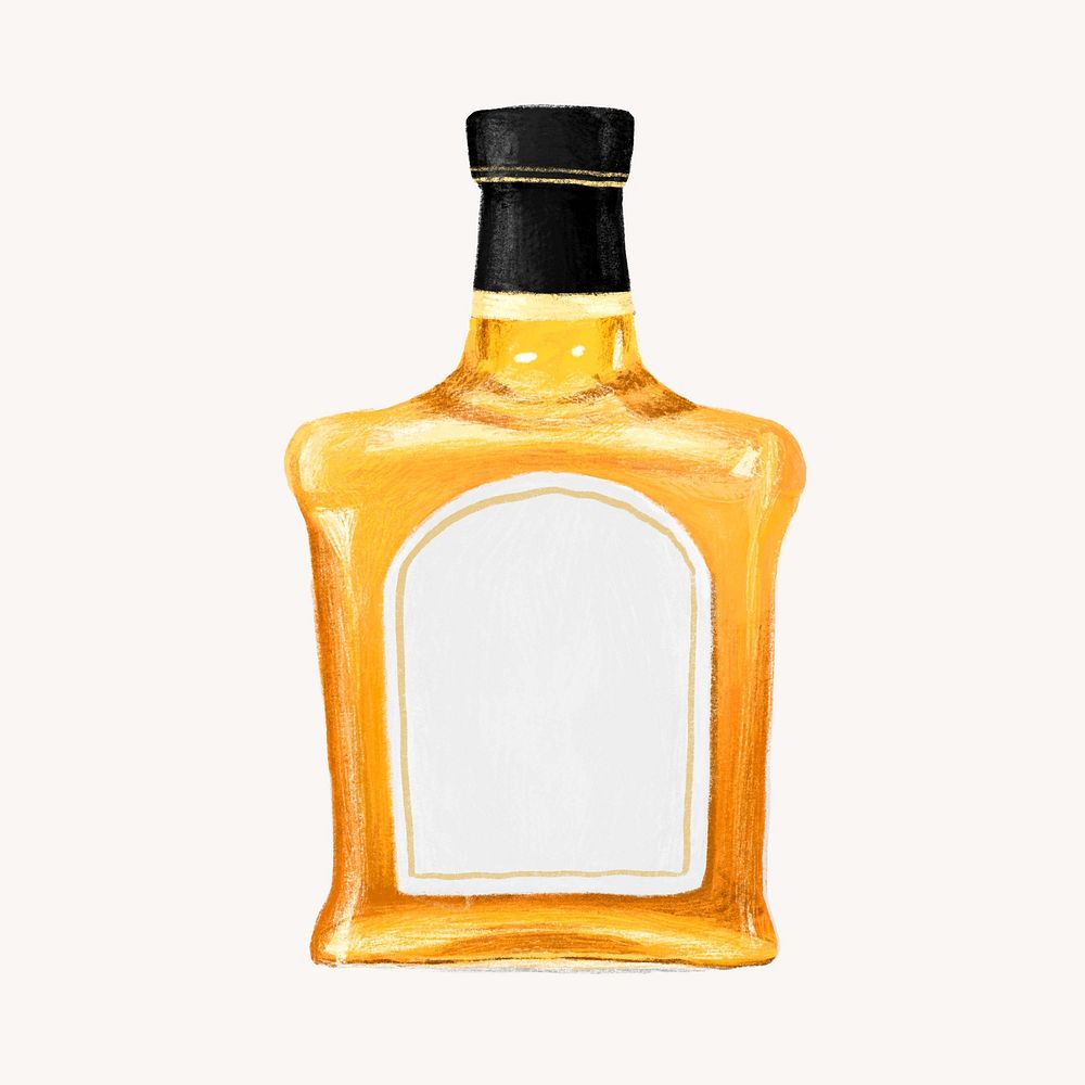 Bottle of whiskey alcoholic drinks illustration