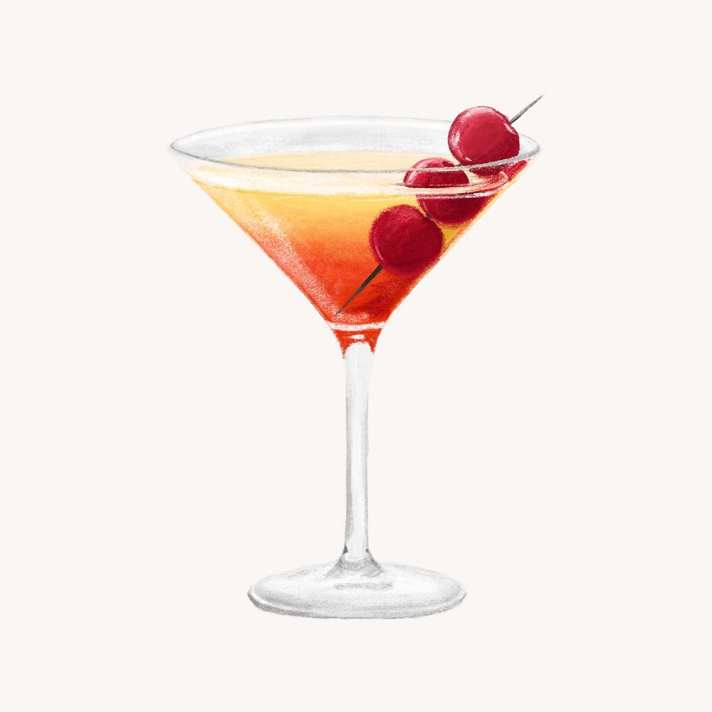 Sunset cocktail, alcoholic drinks illustration