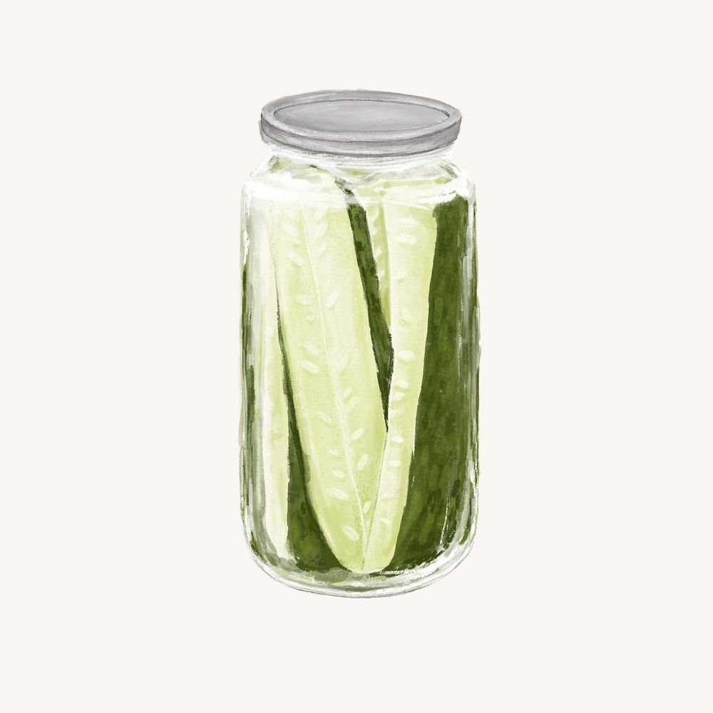 Jar of pickles, vegetable food illustration