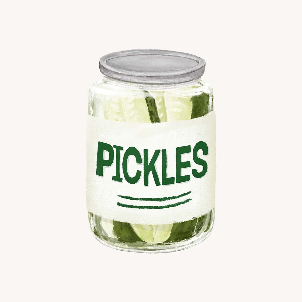 Jar of pickles, vegetable food illustration