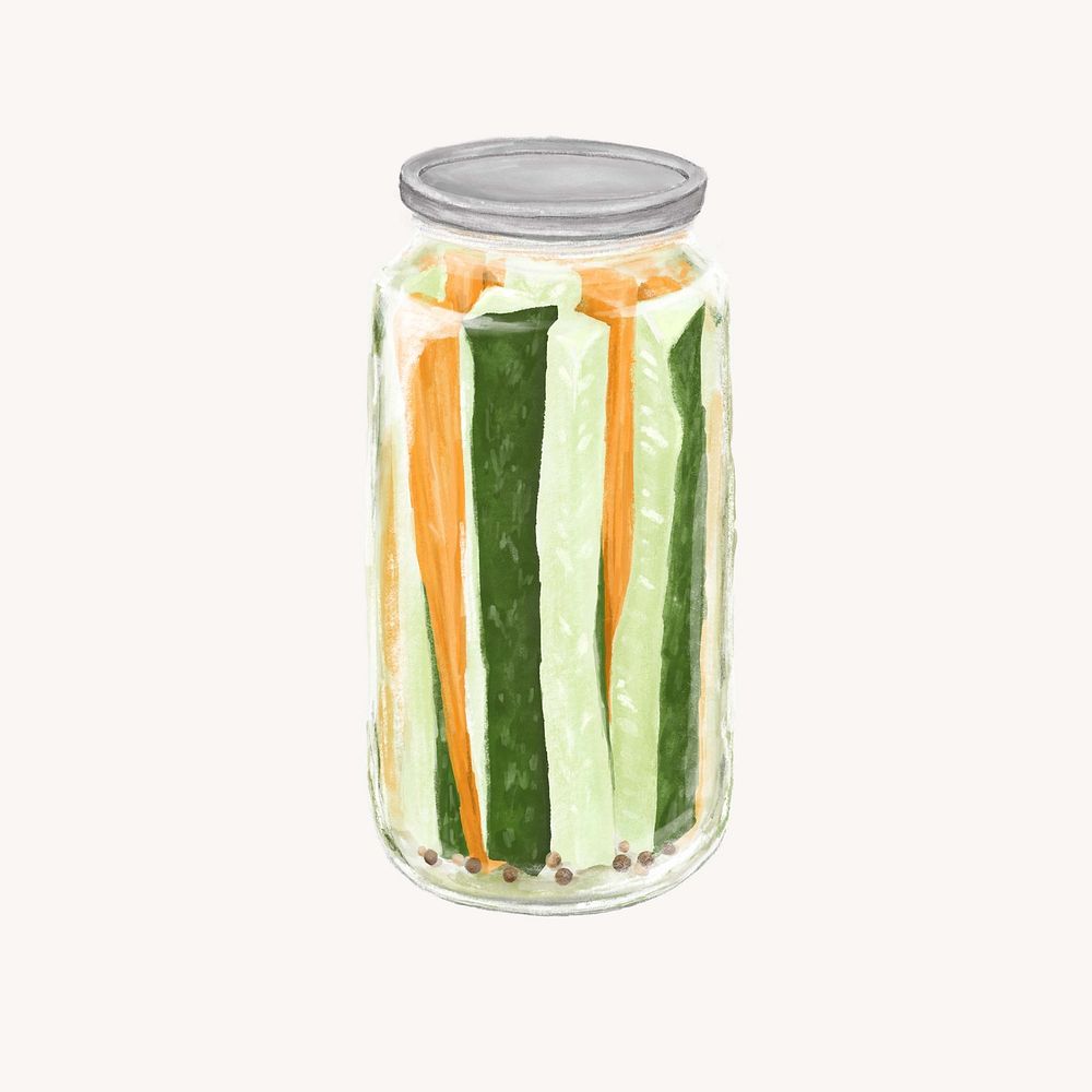 Jar of pickles, vegetable food illustration