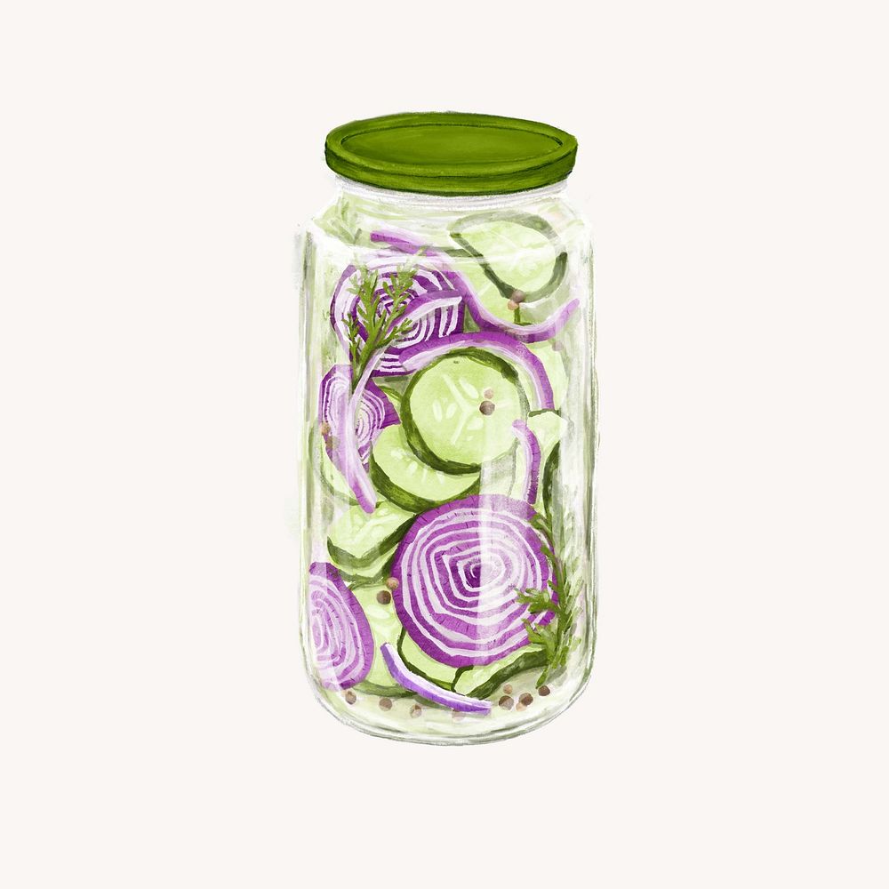 Jar of onions, vegetable illustration