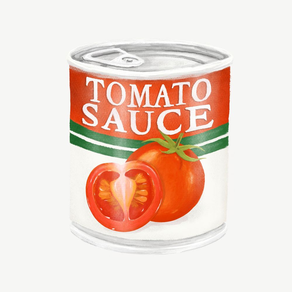 Canned tomato sauce, food illustration psd