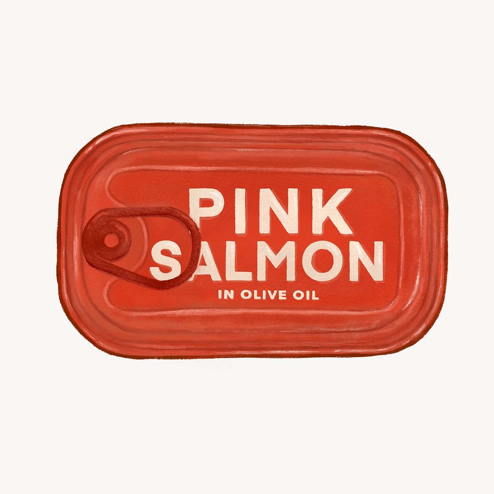 Canned salmon, food illustration