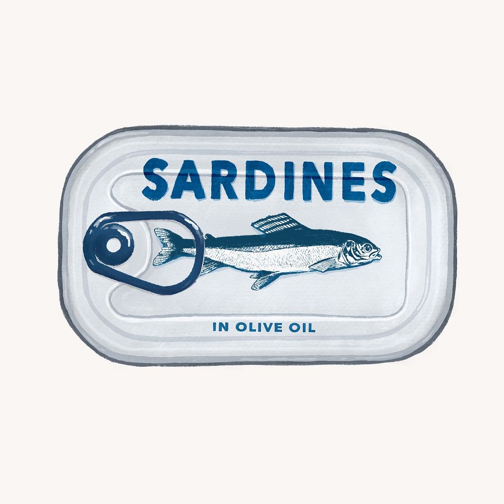 Canned sardines, food illustration