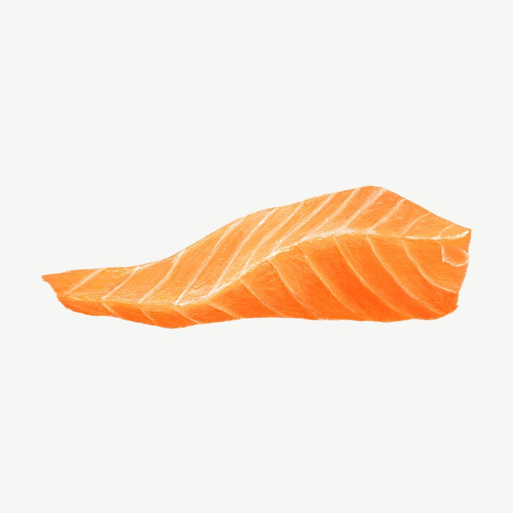 Fresh salmon  steak, seafood collage element  psd