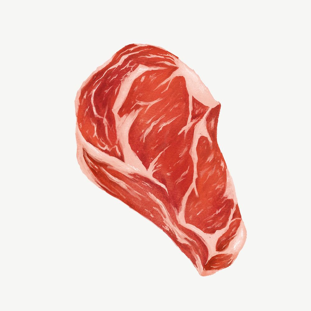 Raw beef steak, butchery food collage element psd 