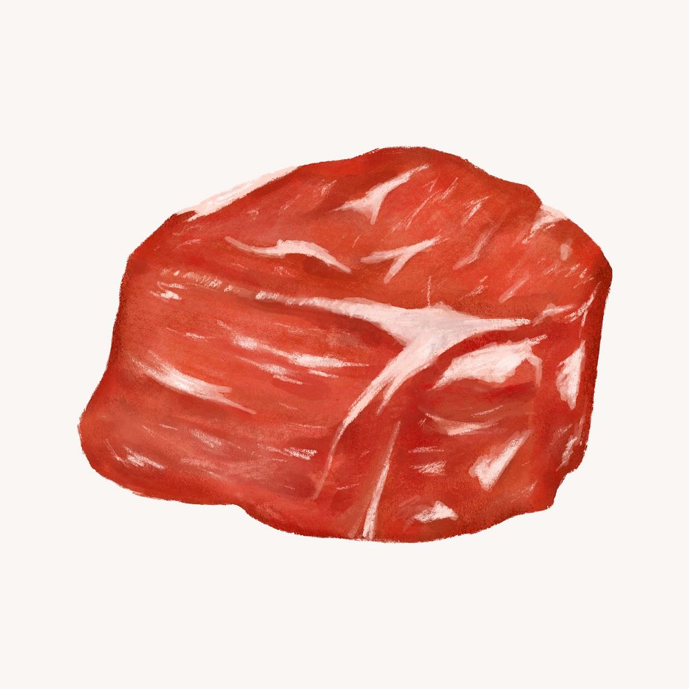 Raw beef cube, meat food illustration