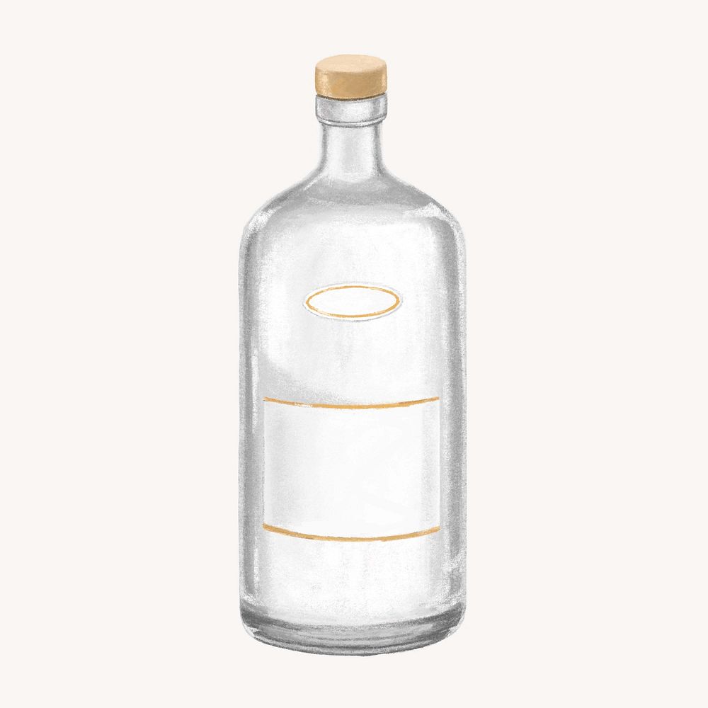 Bottle of vodka, alcoholic drinks illustration