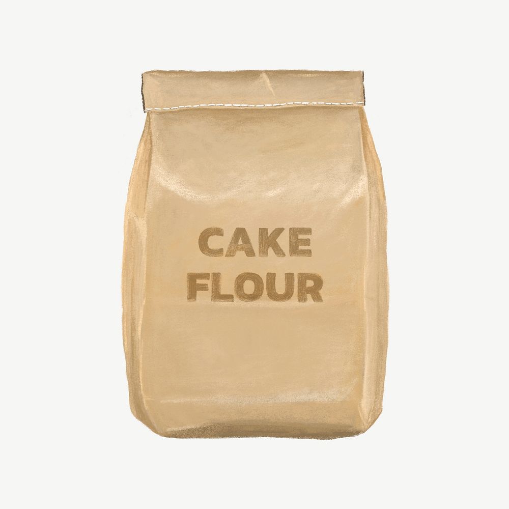 Cake flour, baking ingredient collage element psd