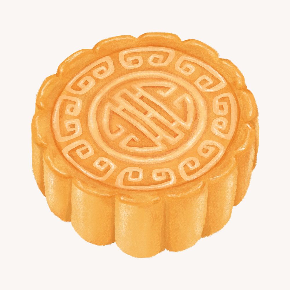 Chinese Mooncake, dessert food illustration