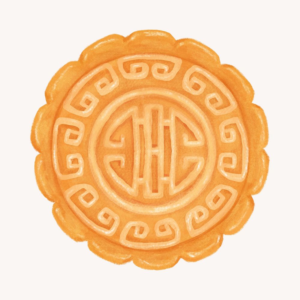 Chinese Mooncake, dessert food illustration