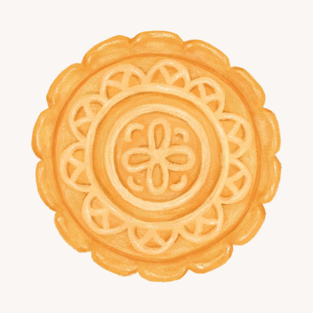 Chinese Mooncake, dessert food illustration