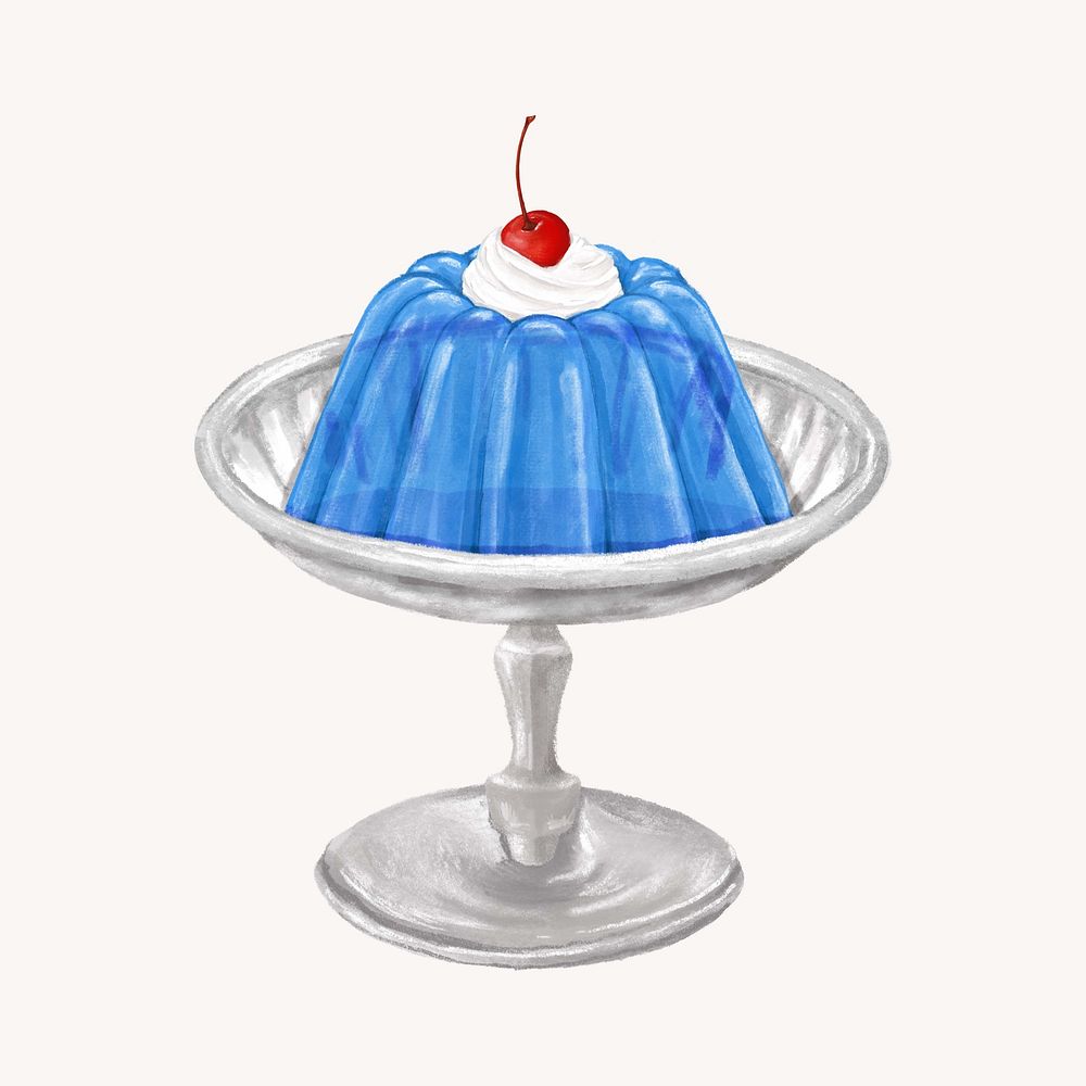Blue jello pudding, dessert illustration