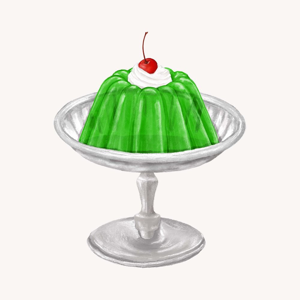 Green jello pudding, dessert illustration