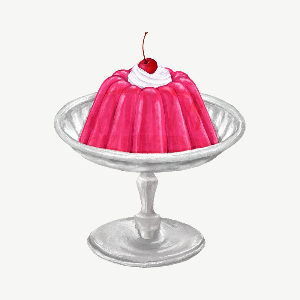 Pink jello pudding, dessert collage element psd 