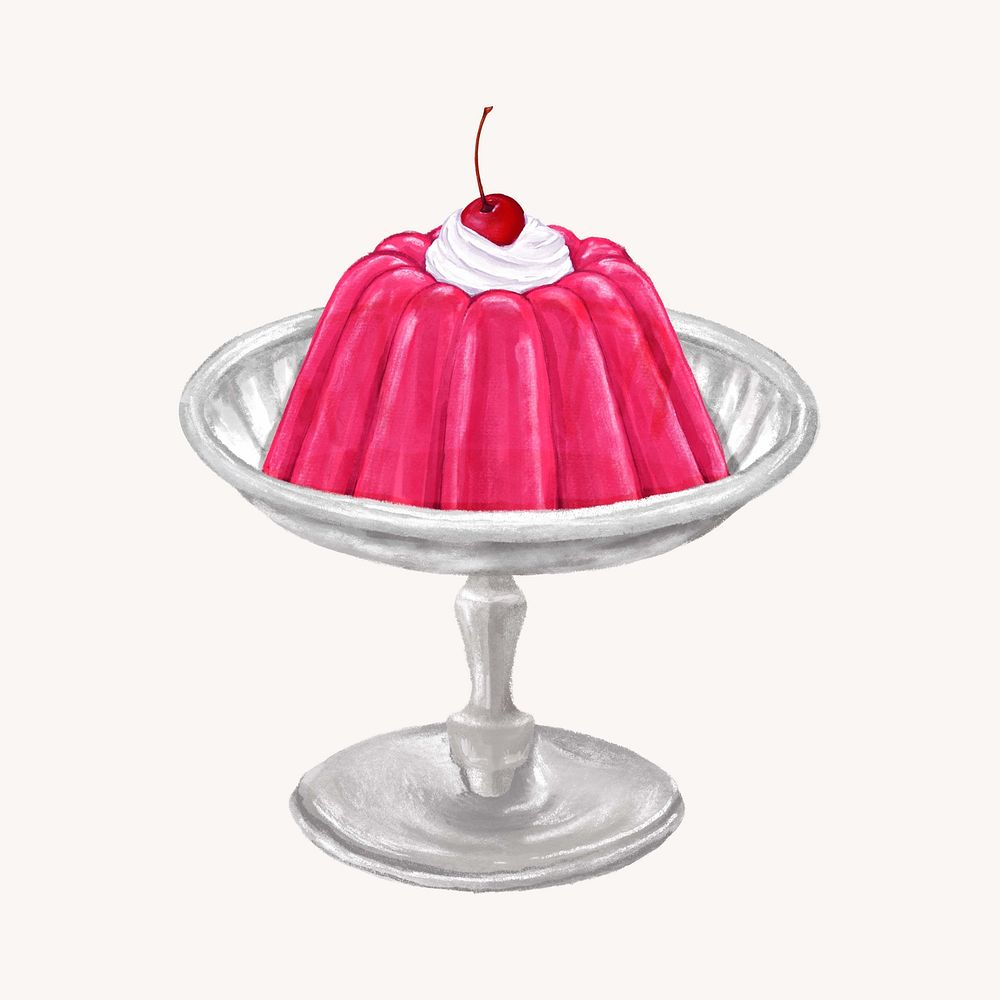 Pink jello pudding, dessert illustration