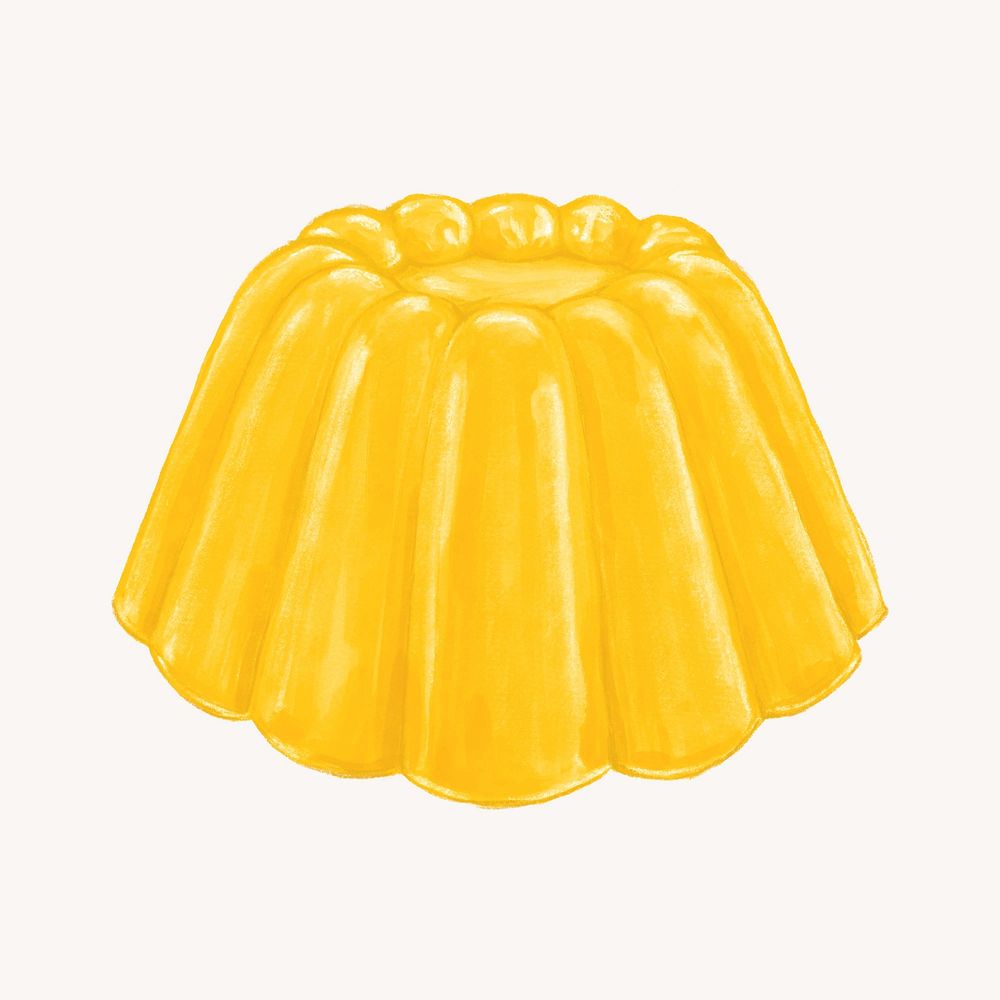 Yellow jello pudding, dessert illustration