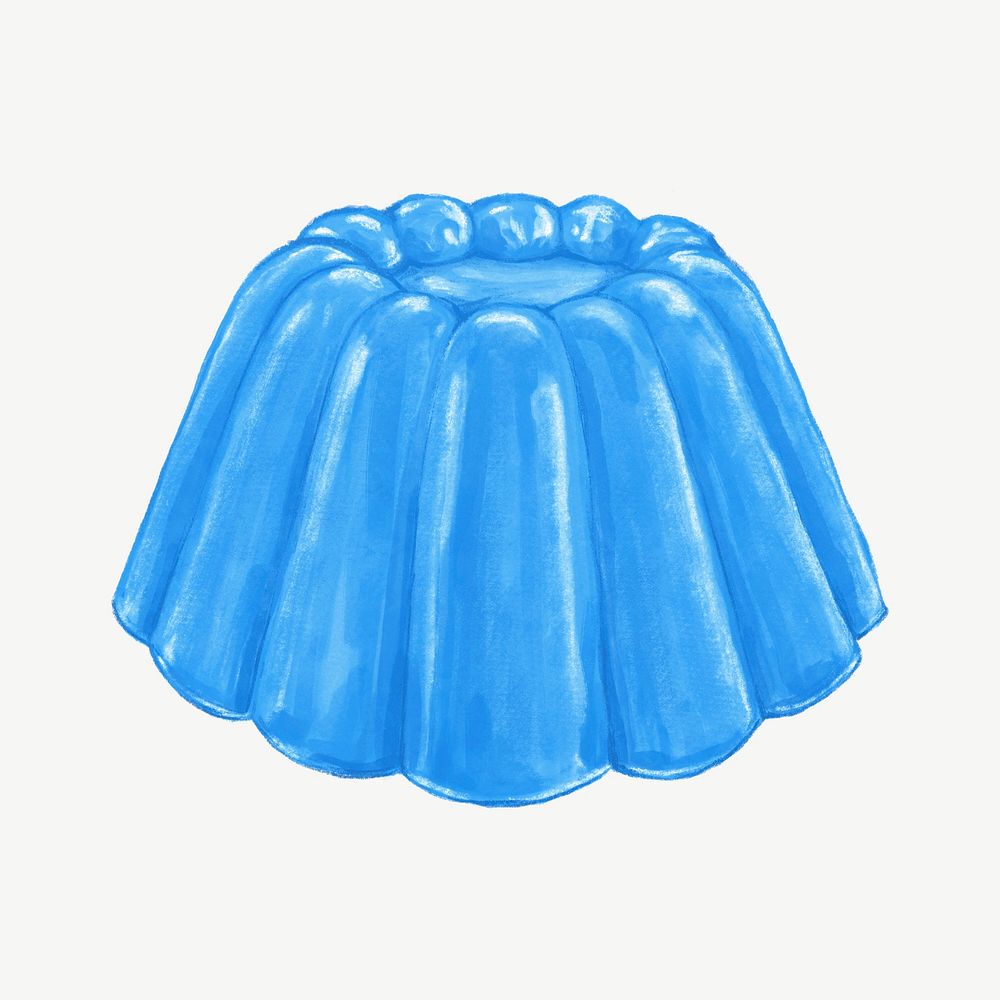 Blue jello pudding, dessert collage element psd 